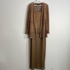 Onyx Night Evening Dress Gold 2 Piece Size 18